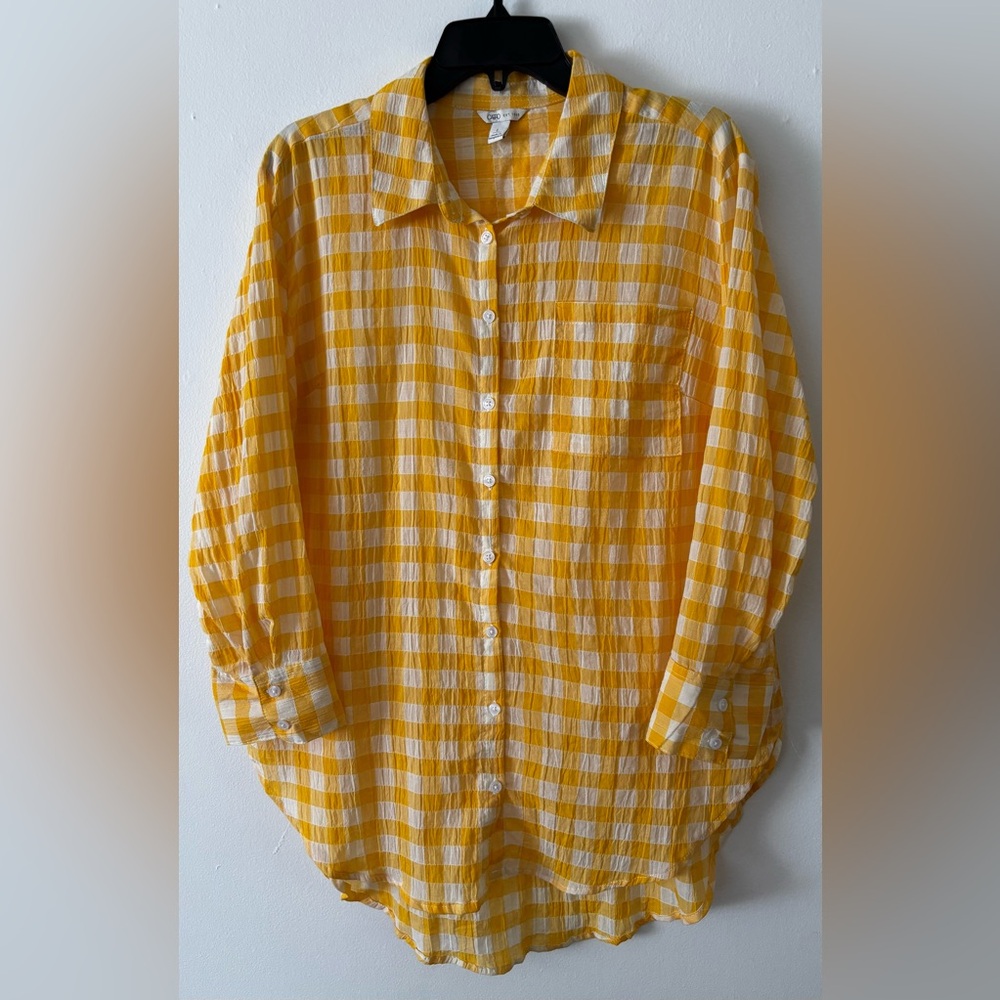 Cato Yellow Gingham button down top